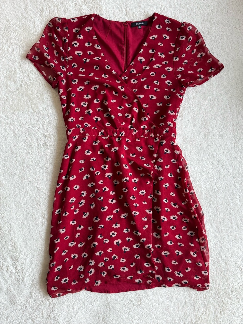 Madewell Button-Wrap Dress Daisy Society Red Floral Size 2